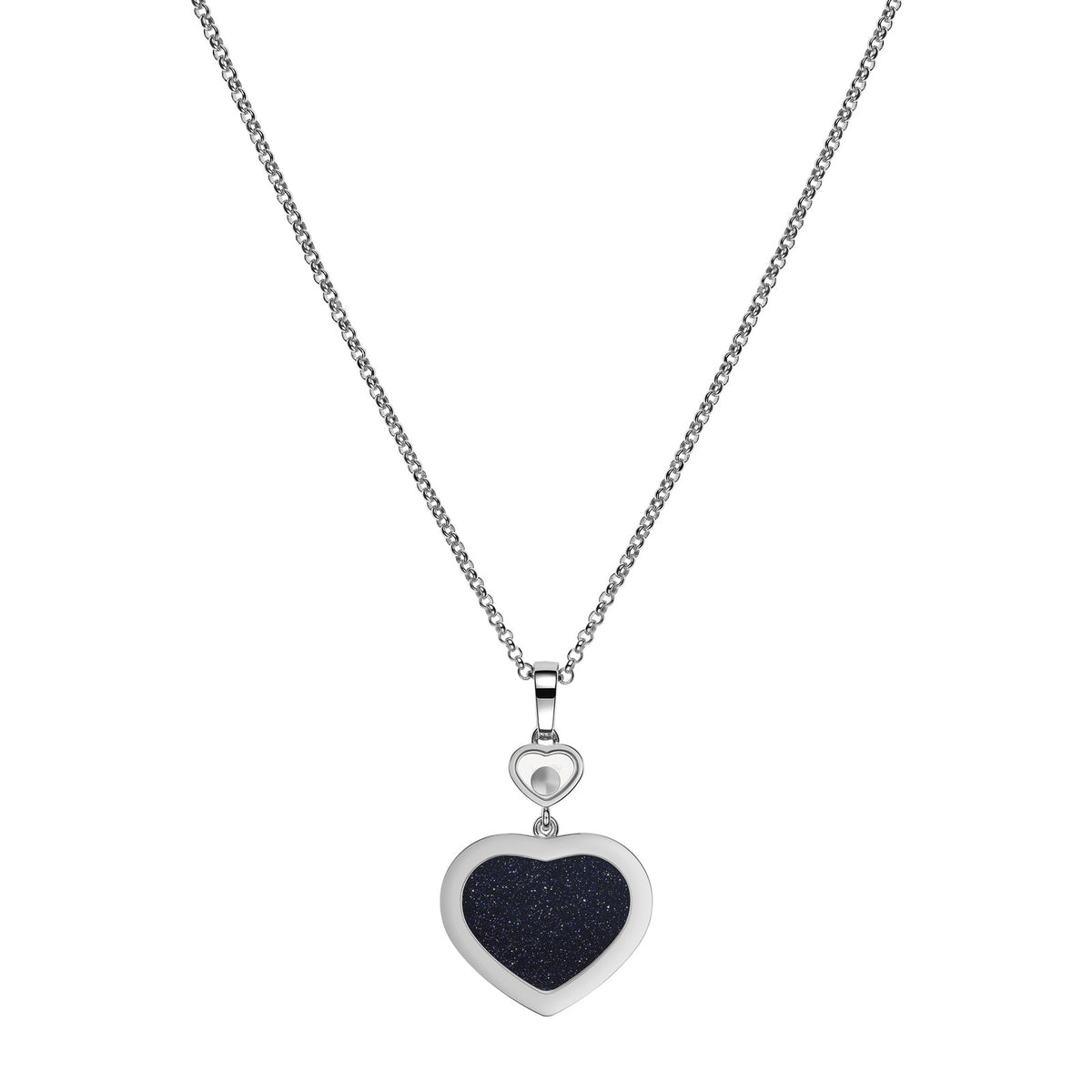 Chopard Happy Hearts pendant in 18k ethical white gold with moving diamonds and aventurine, view 4