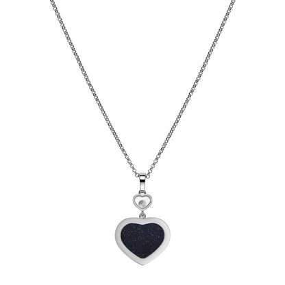 Chopard Happy Hearts pendant in 18k ethical white gold with moving diamonds and aventurine, view 4