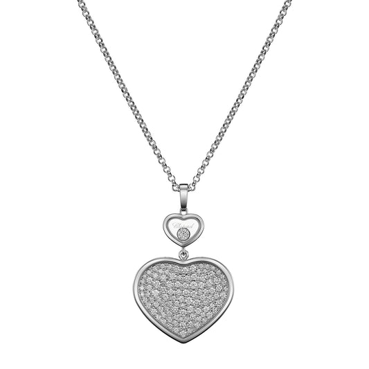 Chopard Happy Hearts pendant in 18k ethical white gold with moving diamonds