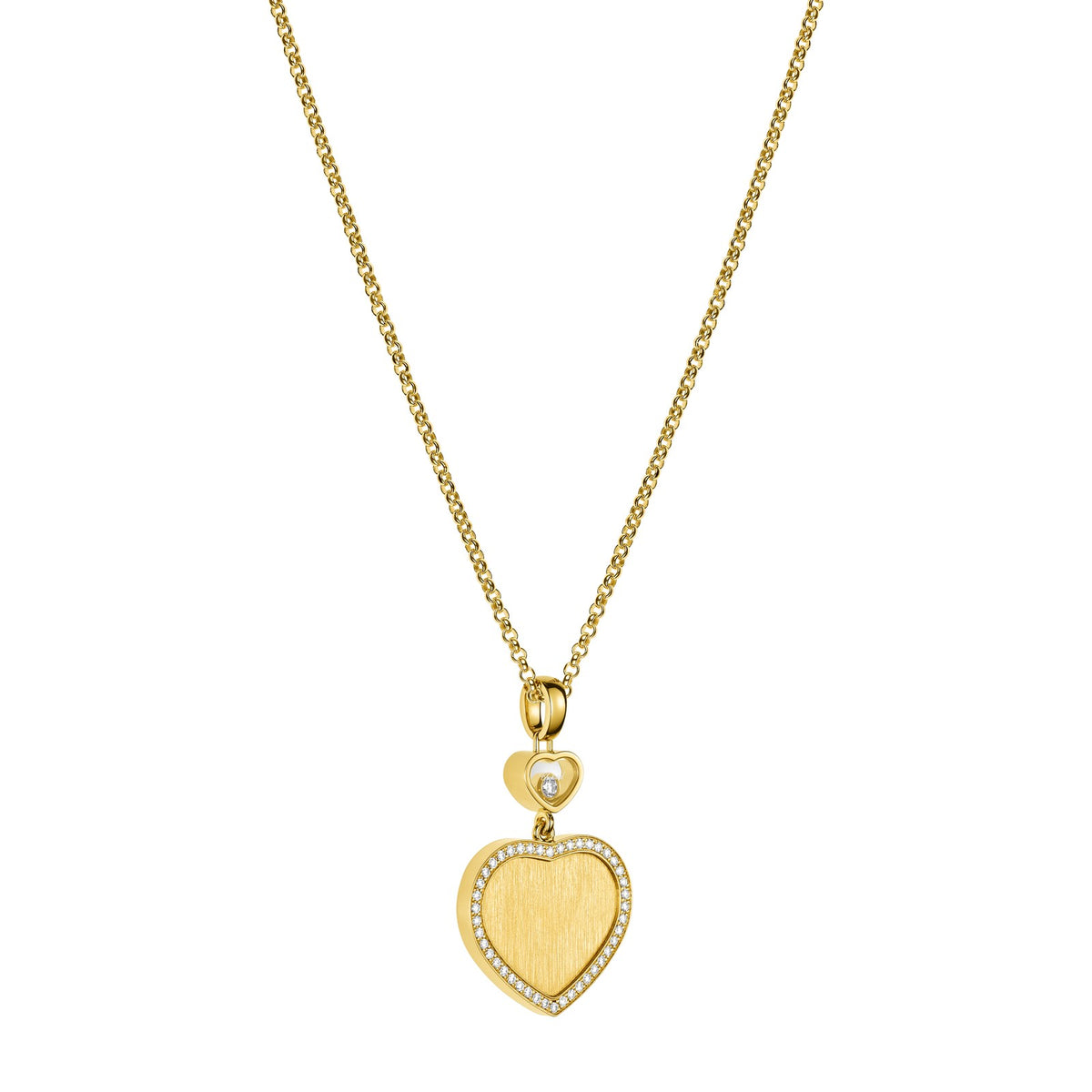Chopard Happy Hearts pendant in 18k ethical yellow gold with moving diamonds, view 2