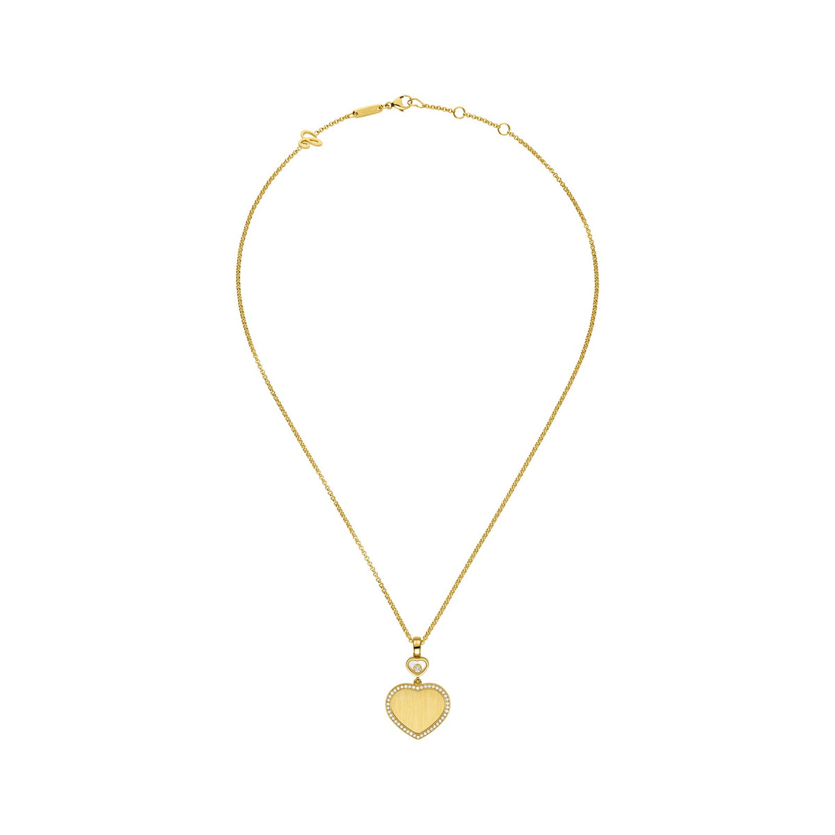 Chopard Happy Hearts pendant in 18k ethical yellow gold with moving diamonds, view 3