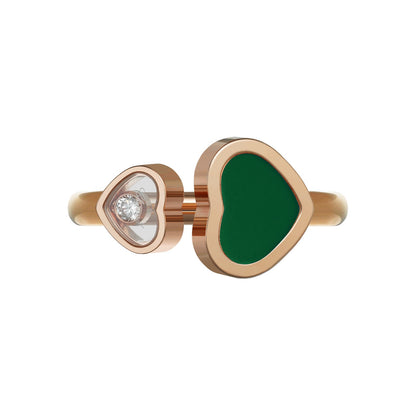 Chopard Happy Hearts ring in 18k ethical rose gold with diamonds and agate, view 2