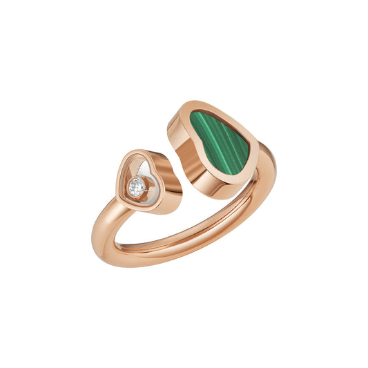 Chopard Happy Hearts ring in 18k ethical rose gold with malachite