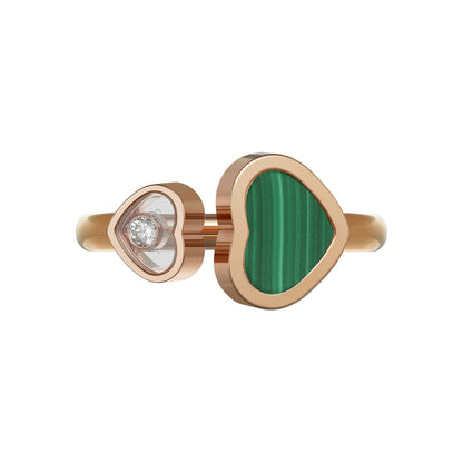 Chopard Happy Hearts ring in 18k ethical rose gold with malachite, view 2