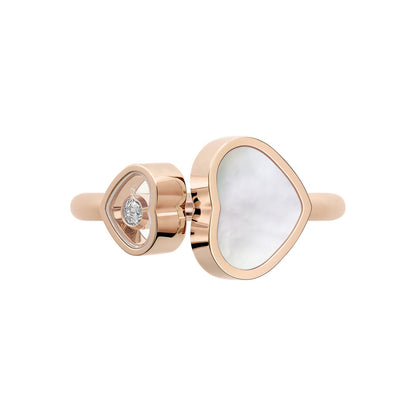 Chopard Happy Hearts ring in 18k ethical rose gold with diamonds and mother of pearl, view 2