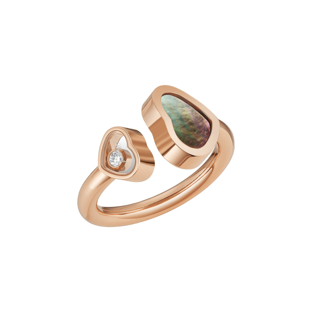 Chopard Happy Hearts ring in 18k ethical rose gold with mother of pearl