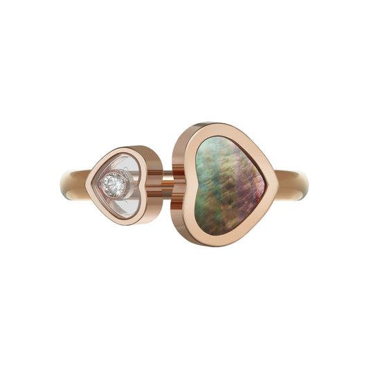Chopard Happy Hearts ring in 18k ethical rose gold with mother of pearl, view 2