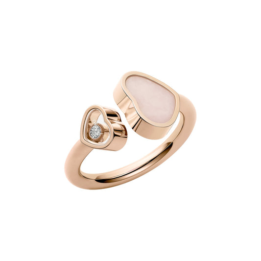 Chopard Happy Hearts ring in 18k ethical rose gold with diamonds and opals