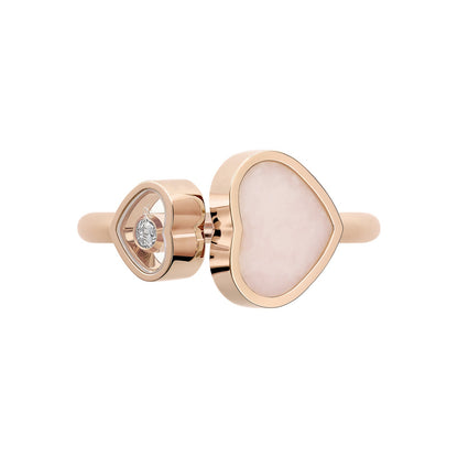 Chopard Happy Hearts ring in 18k ethical rose gold with diamonds and opals, view 2