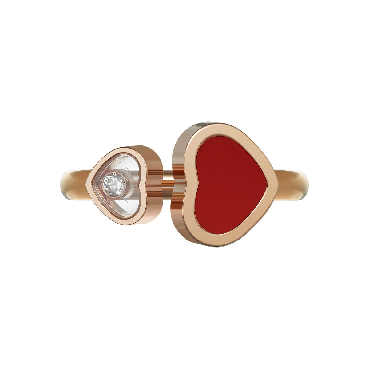 Chopard Happy Hearts ring in 18k ethical rose gold with diamonds, view 2