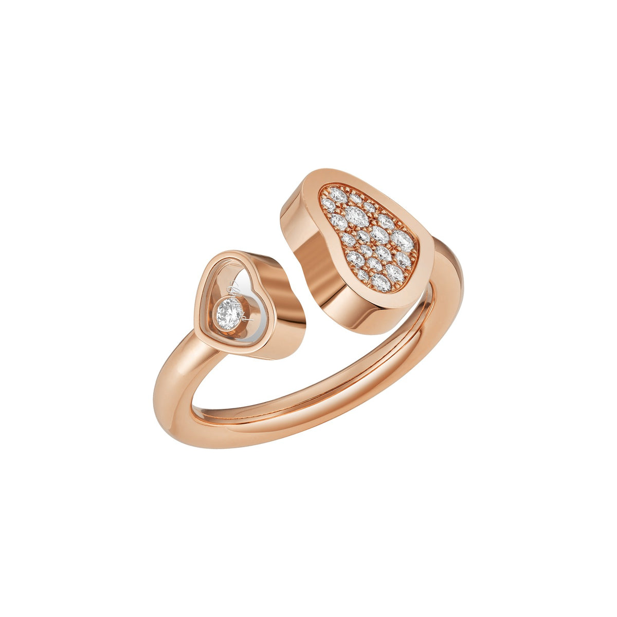Chopard Happy Hearts ring in 18k ethical rose gold with diamonds