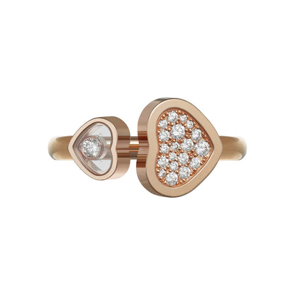 Chopard Happy Hearts ring in 18k ethical rose gold with diamonds, view 2