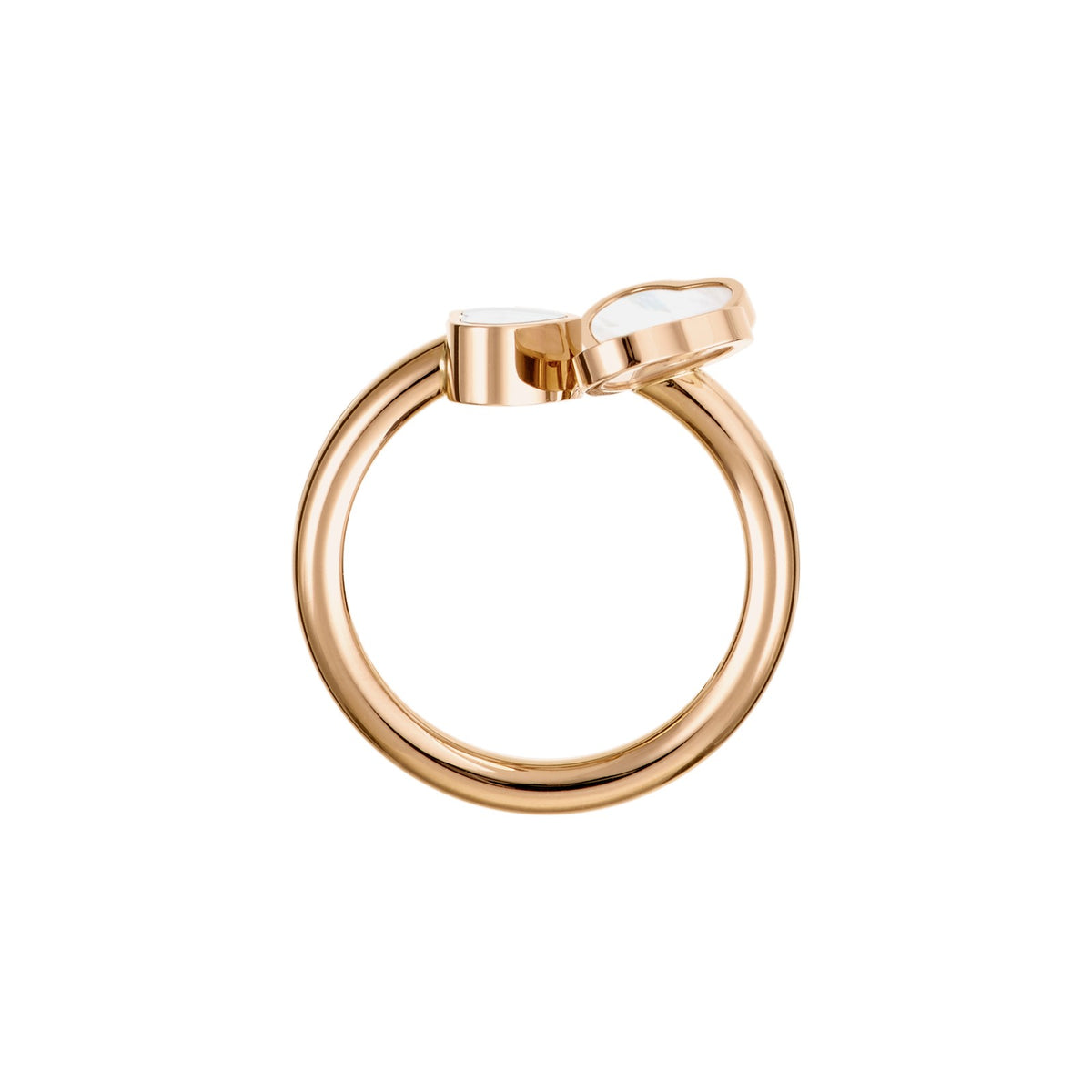 Chopard Happy Hearts ring in 18k ethical rose gold with diamonds and mother of pearl, view 3