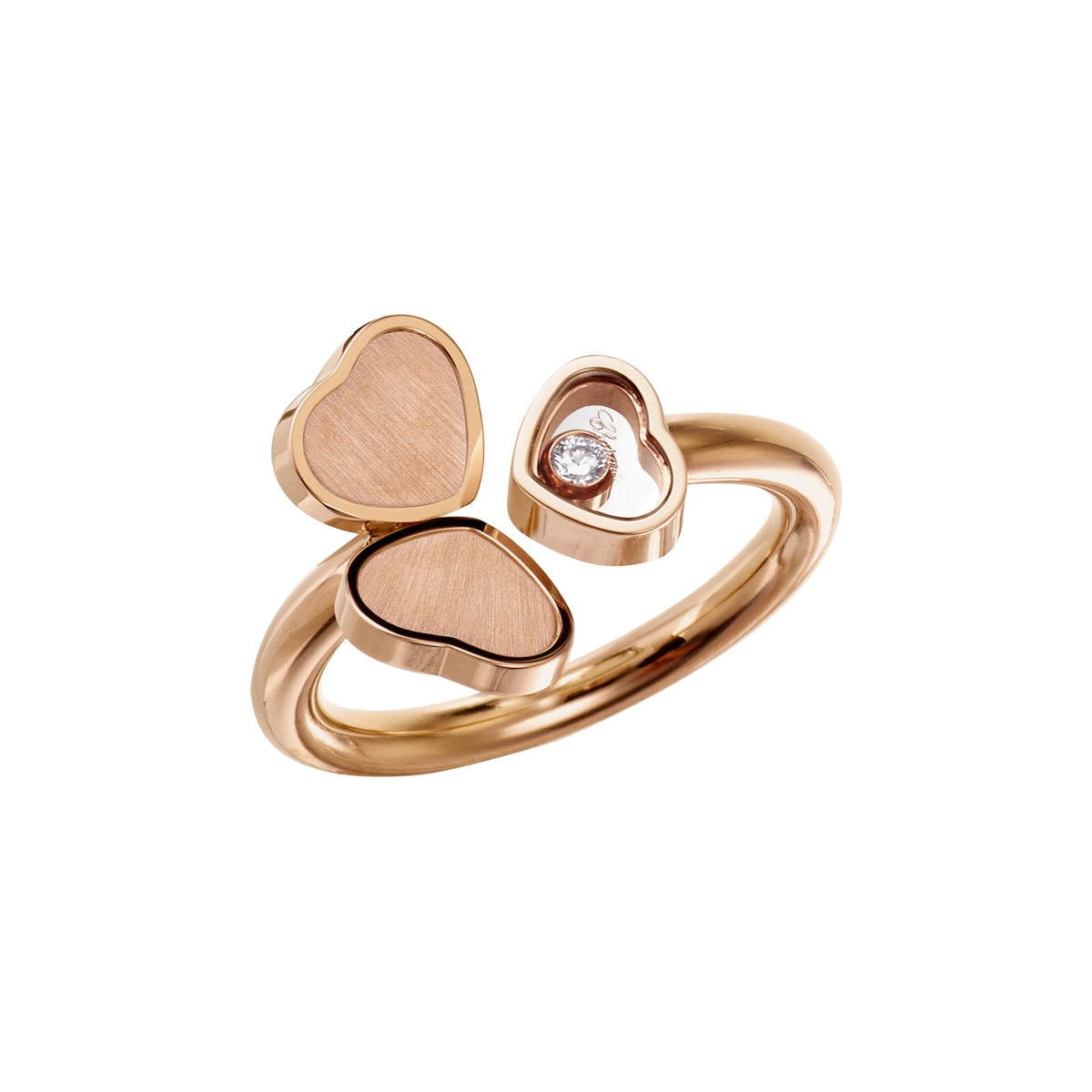 Chopard Happy Hearts ring in 18k ethical rose gold with diamonds