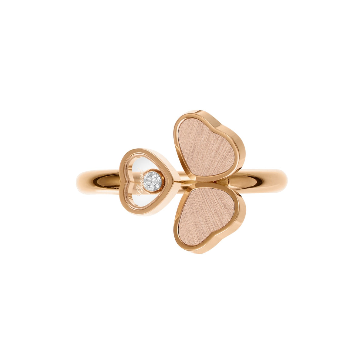 Chopard Happy Hearts ring in 18k ethical rose gold with diamonds, view 2