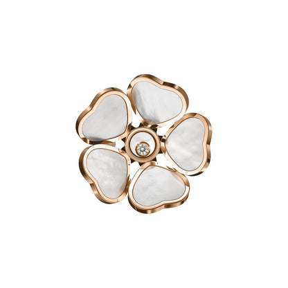 Chopard Happy Hearts ring in 18k ethical rose gold with diamonds and mother of pearl, view 2