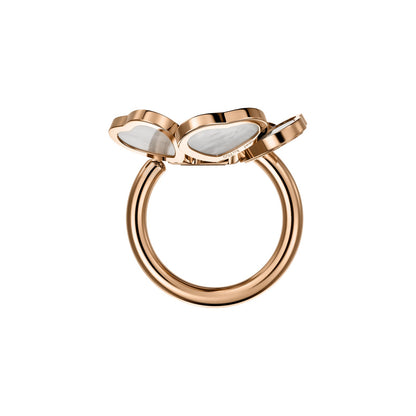 Chopard Happy Hearts ring in 18k ethical rose gold with diamonds and mother of pearl, view 3