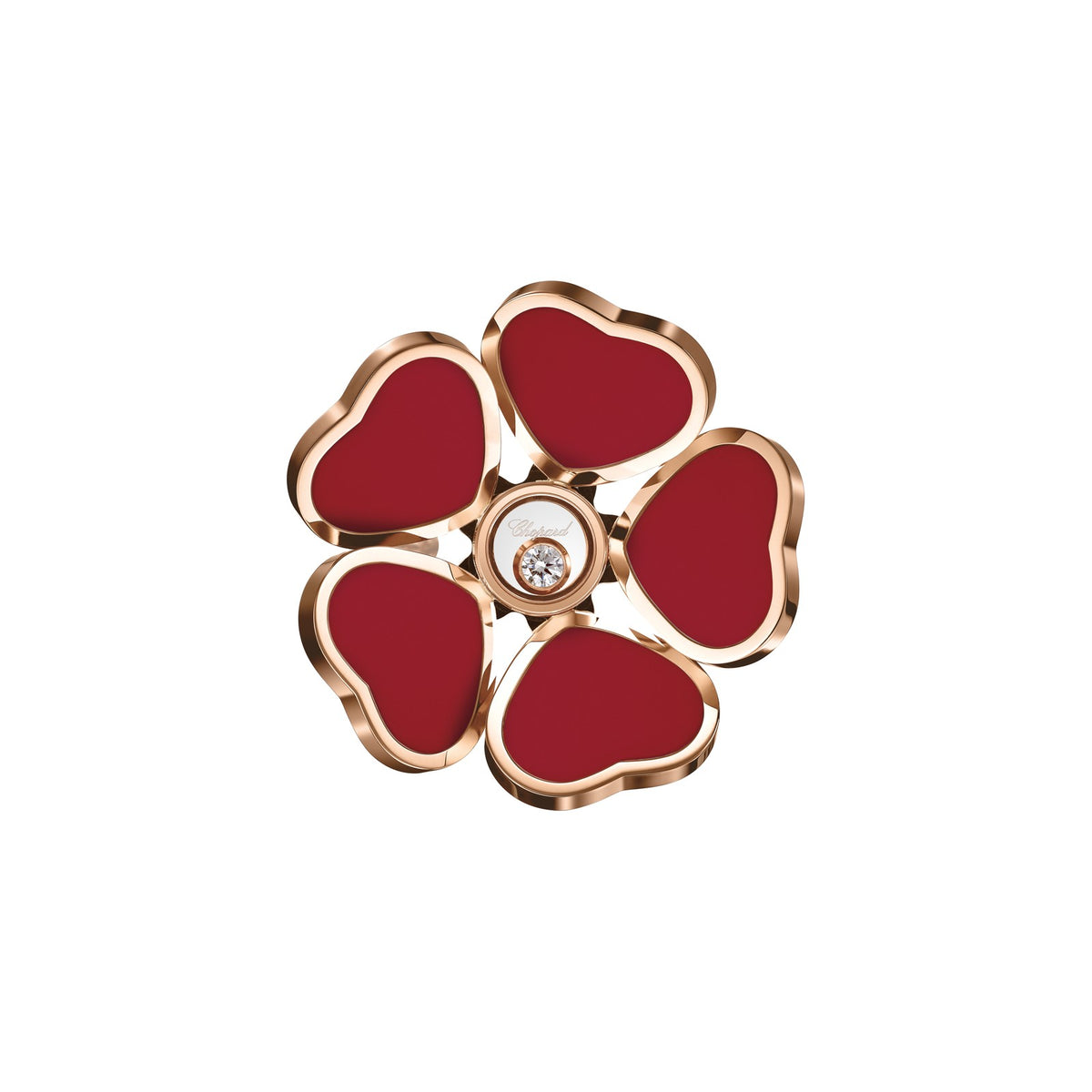 Chopard Happy Hearts ring in 18k ethical rose gold with diamonds, view 2