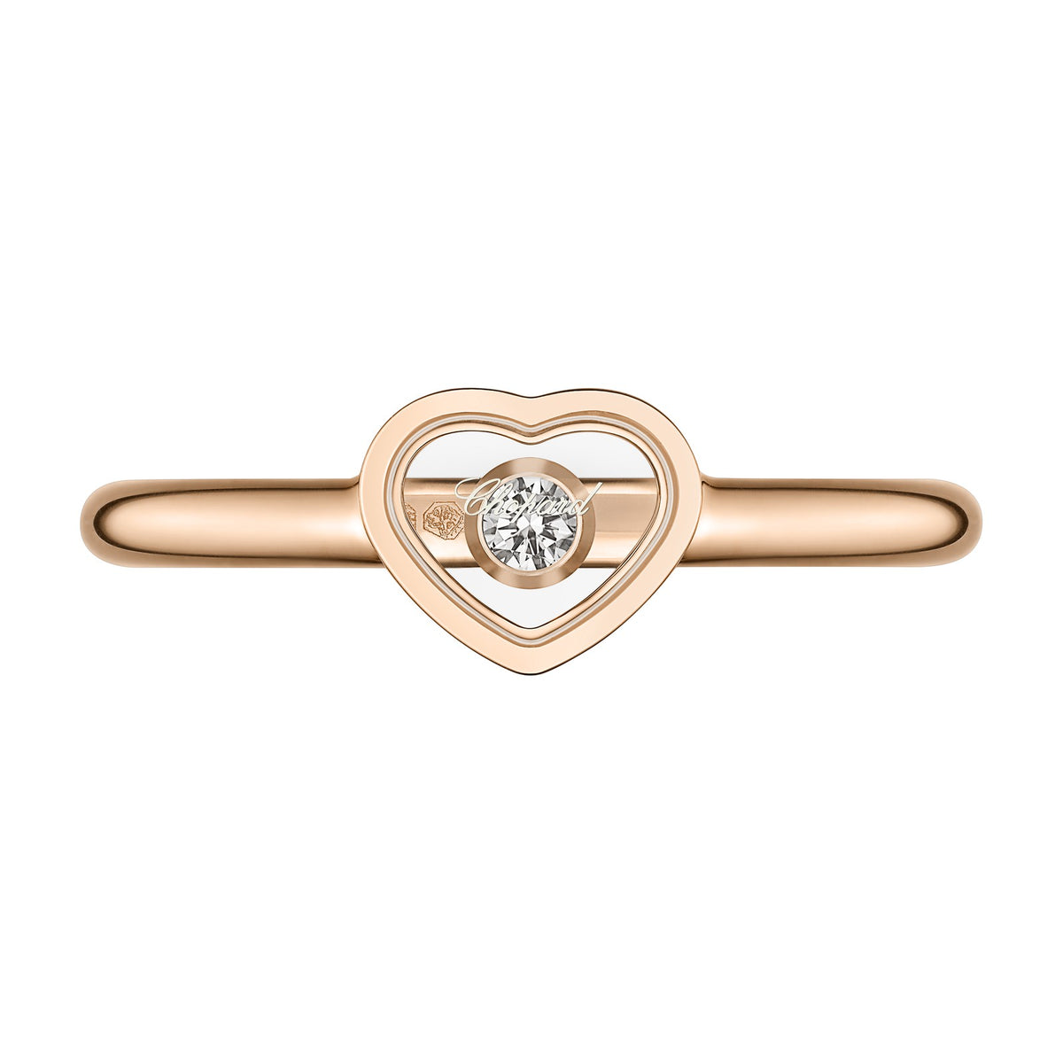 Chopard Happy Hearts ring in 18k ethical rose gold with diamonds, view 2