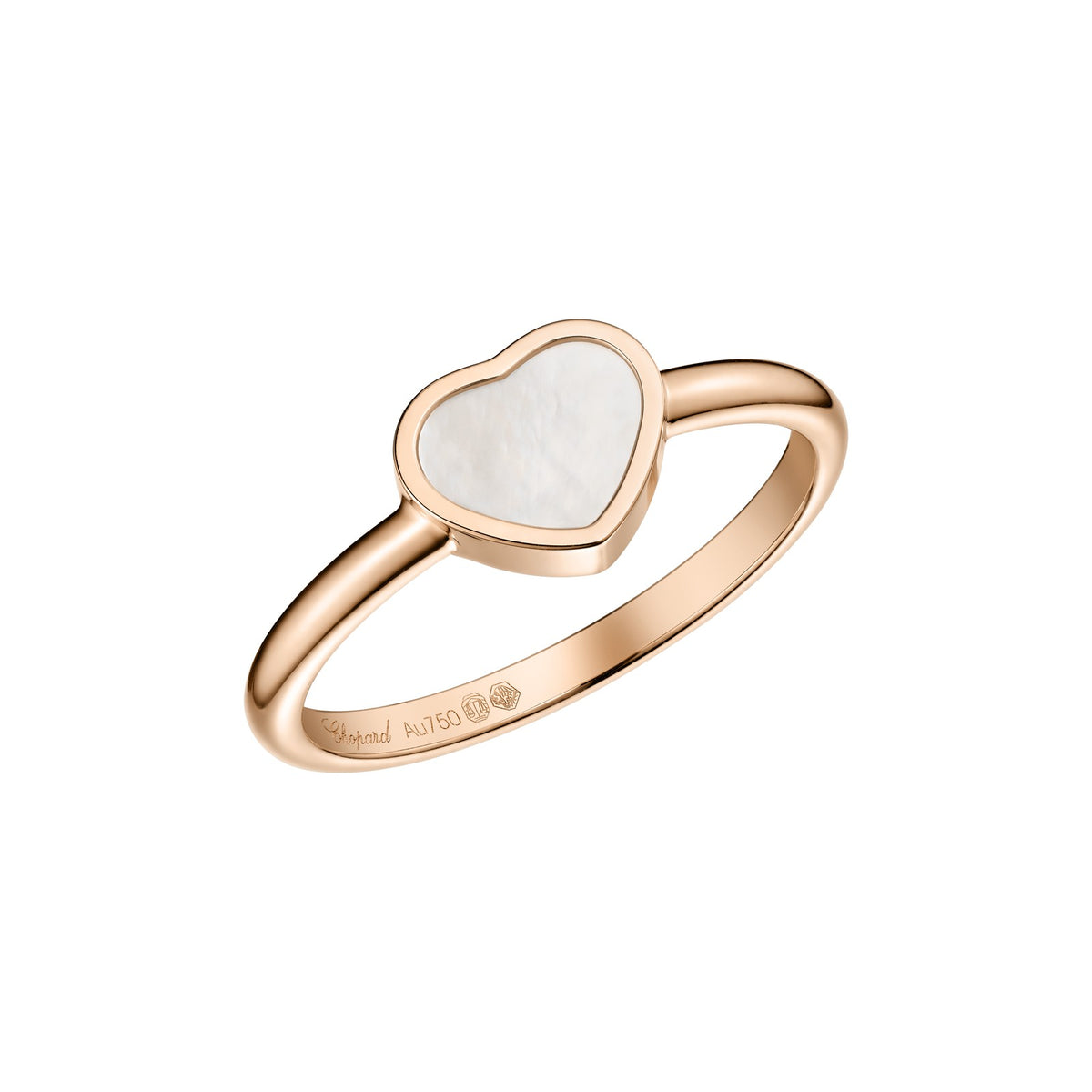 Chopard Happy Hearts ring in 18k ethical rose gold with mother of pearl
