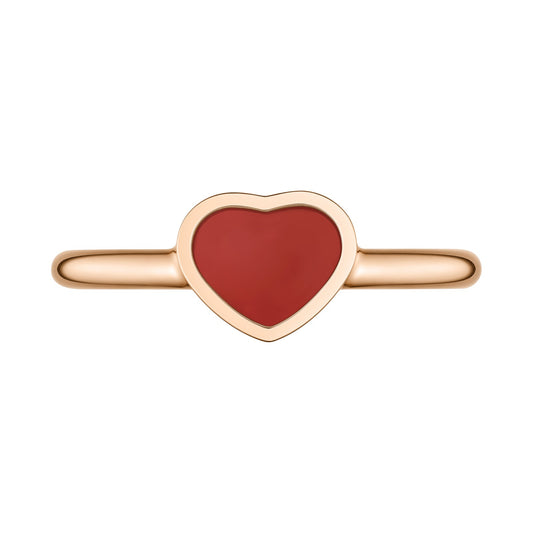Chopard Happy Hearts ring in 18k ethical rose gold with carnelian, view 2