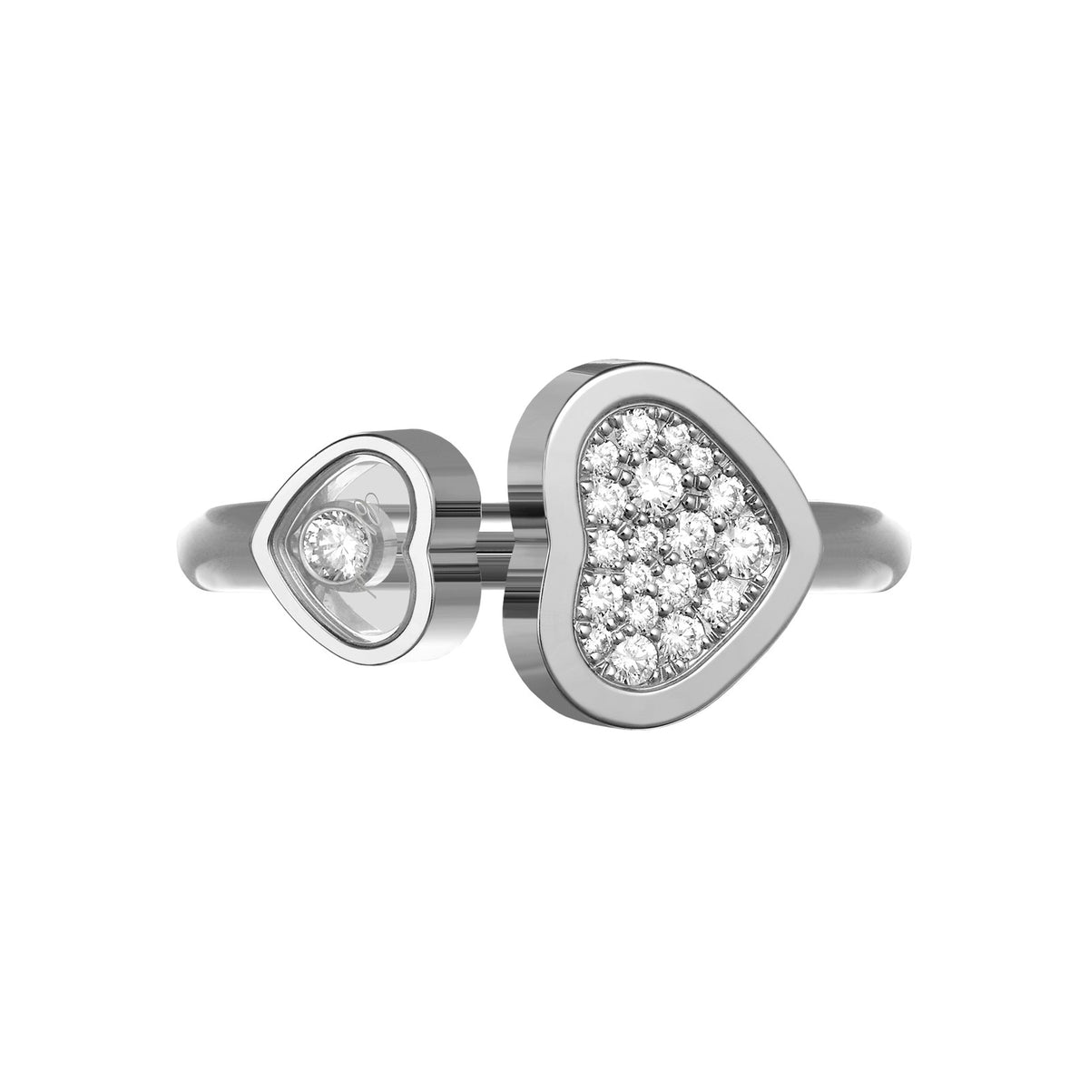 Chopard Happy Hearts ring in 18k ethical white gold, view 2