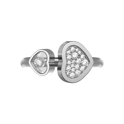 Chopard Happy Hearts ring in 18k ethical white gold, view 2