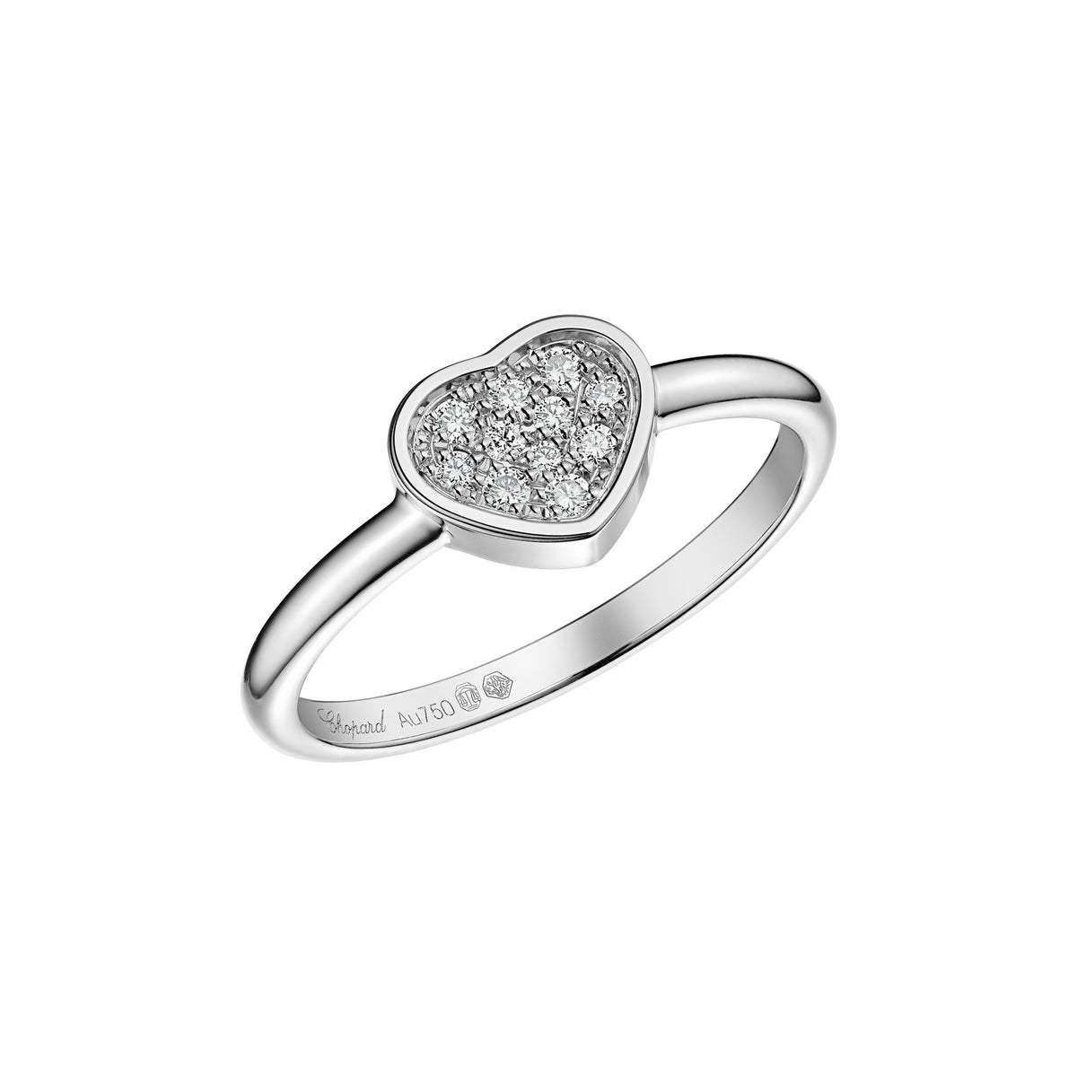Chopard Happy Hearts ring in 18k ethical white gold with diamonds