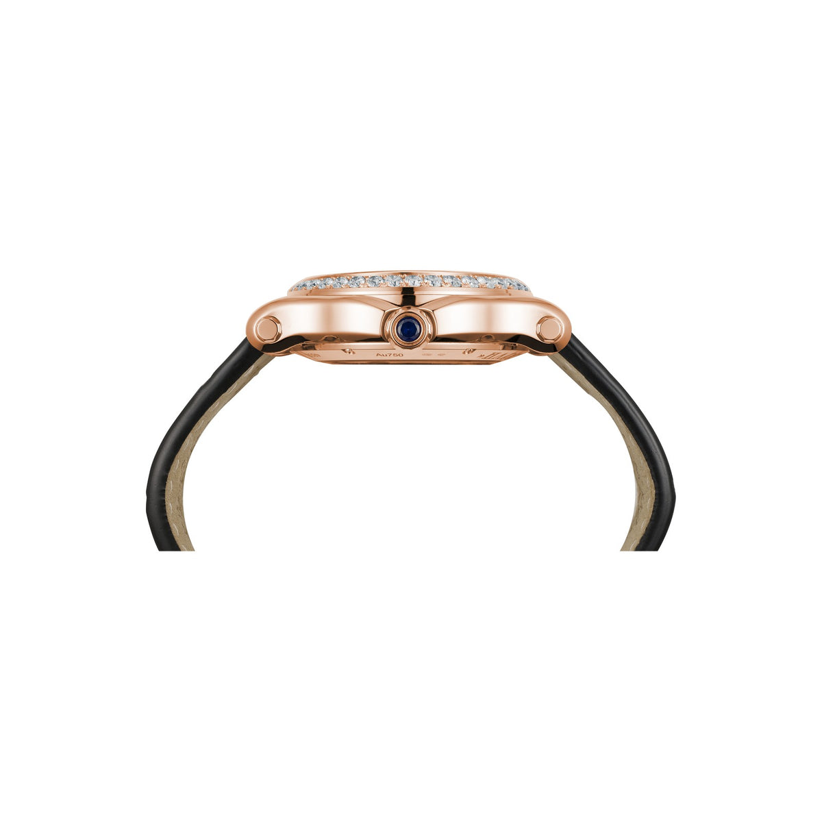 Chopard Happy Sport watch in 18k ethical rose gold with moving diamonds and sapphires, view 3