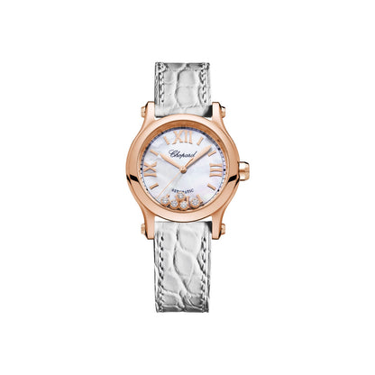 Chopard Happy Sport watch in 18k ethical rose gold with diamonds