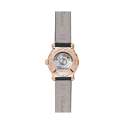 Chopard Happy Sport watch in 18k ethical rose gold with moving diamonds and sapphires, view 2
