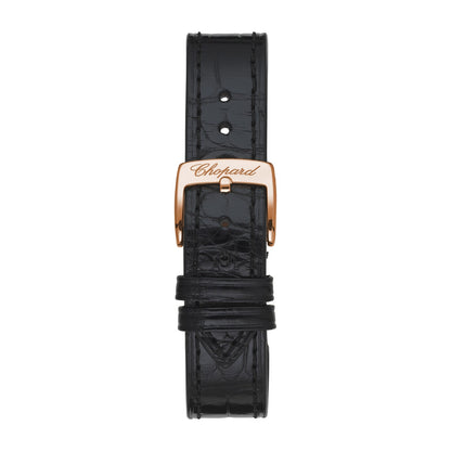 Chopard Happy Sport watch in 18k ethical rose gold with moving diamonds and sapphires, view 4