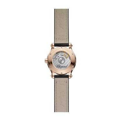 Chopard Happy Sport watch in 18k ethical rose gold with moving diamonds and sapphires, view 2