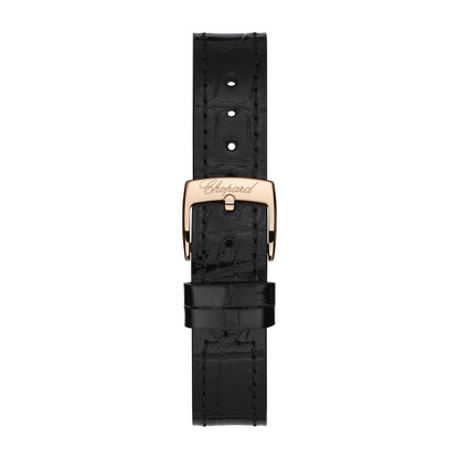 Chopard Happy Sport watch in 18k ethical rose gold with moving diamonds and sapphires, view 4