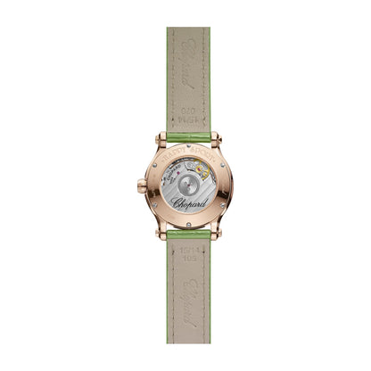 Chopard Happy Sport watch in 18k ethical rose gold with moving diamonds and sapphires, view 2