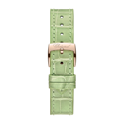 Chopard Happy Sport watch in 18k ethical rose gold with moving diamonds and sapphires, view 4