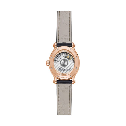 Chopard Happy Sport watch in 18k ethical rose gold with moving diamonds and sapphires, view 2