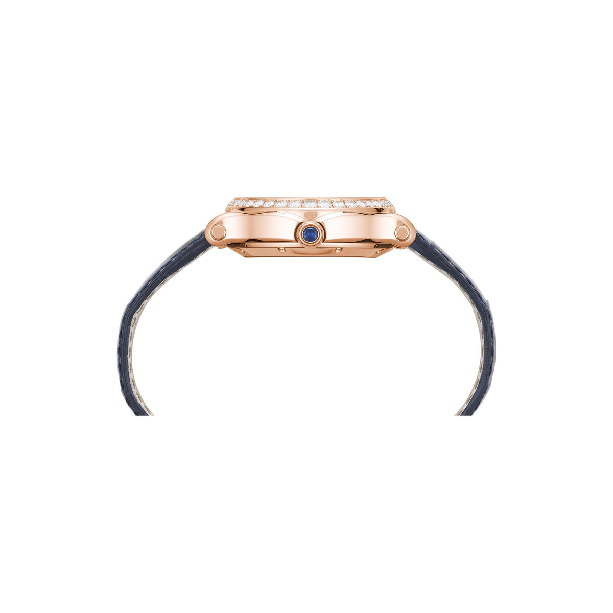 Chopard Happy Sport watch in 18k ethical rose gold with moving diamonds and sapphires, view 3