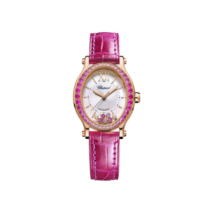 Chopard Happy Sport watch in 18k ethical rose gold with diamonds and sapphires