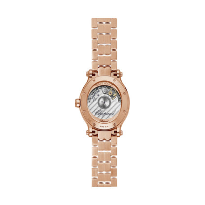 Chopard Happy Sport watch in 18k ethical rose gold with moving diamonds and sapphires, view 2