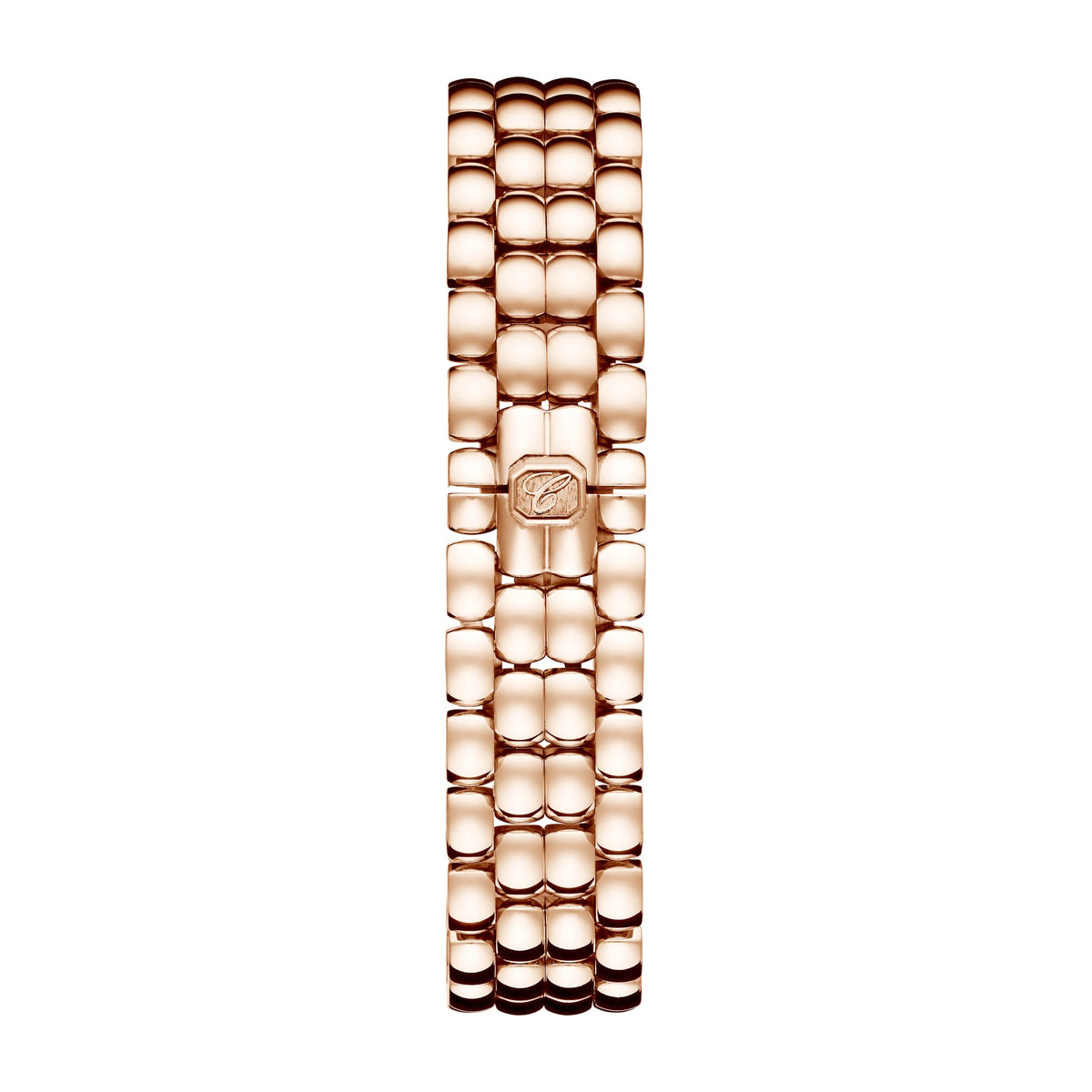 Chopard Happy Sport watch in 18k ethical rose gold with moving diamonds and sapphires, view 4