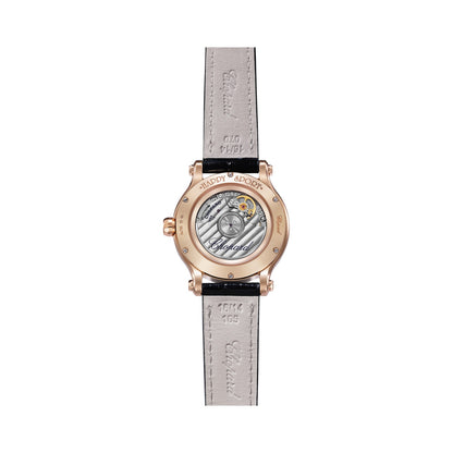 Chopard Happy Sport watch in 18k ethical rose gold with moving diamonds and sapphires, view 2