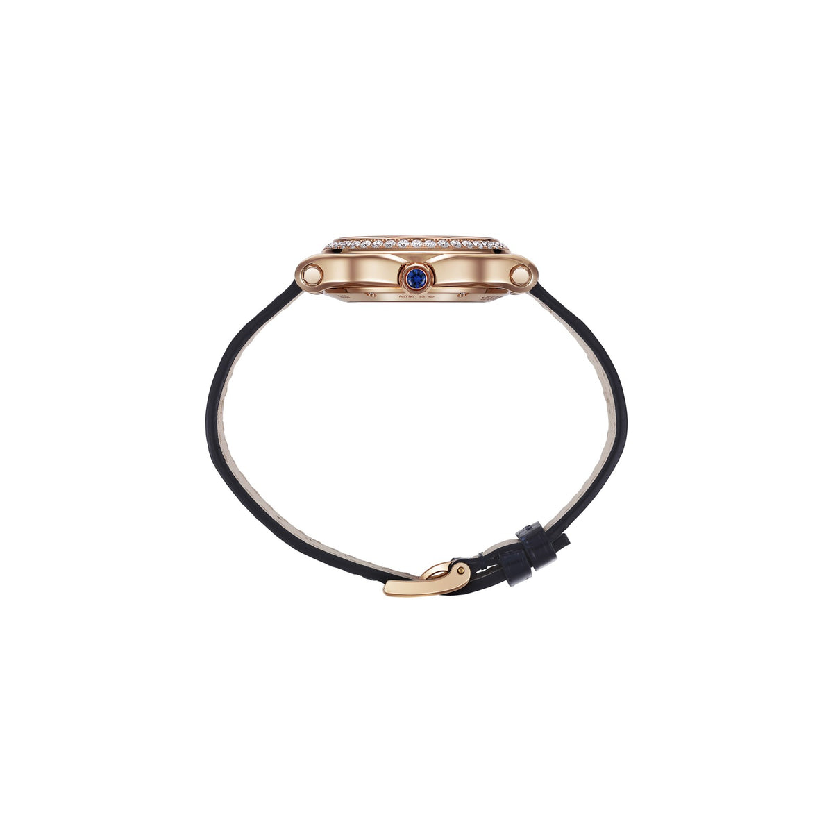 Chopard Happy Sport watch in 18k ethical rose gold with moving diamonds and sapphires, view 3