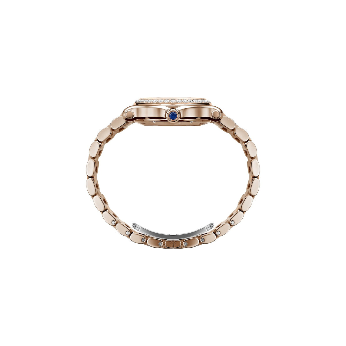 Chopard Happy Sport watch in 18k ethical rose gold with moving diamonds and sapphires, view 3