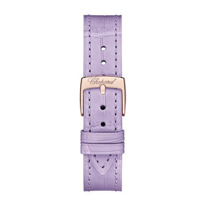 Chopard Happy Sport watch in 18k ethical rose gold with moving diamonds and amethysts, view 4