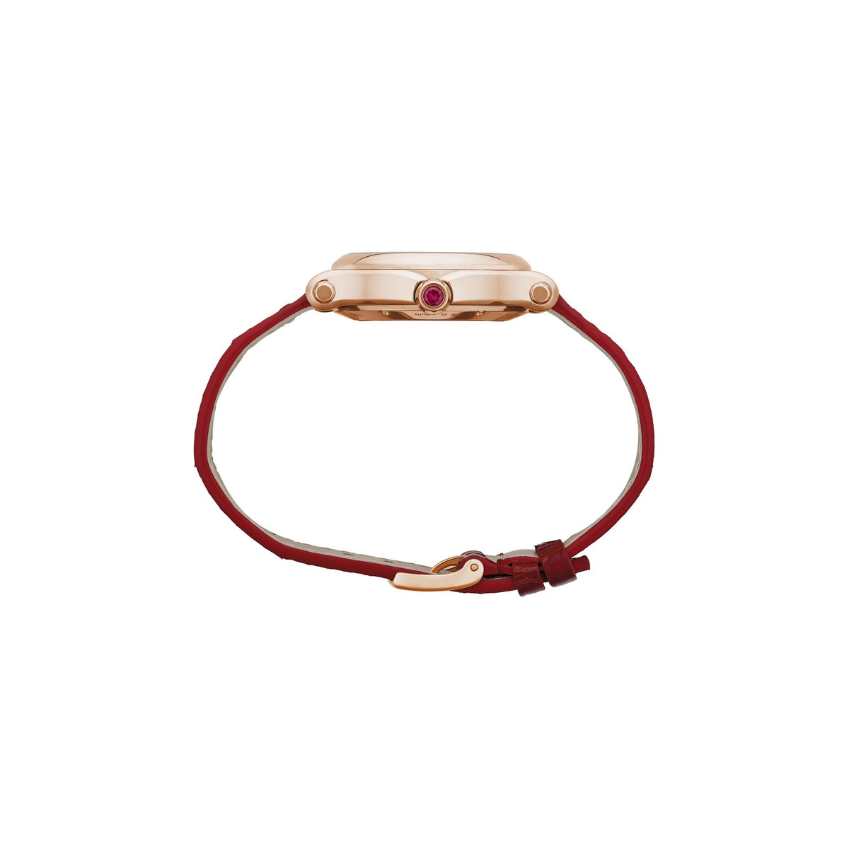 Chopard Happy Sport watch in 18k ethical rose gold with moving diamonds and rubies, view 3