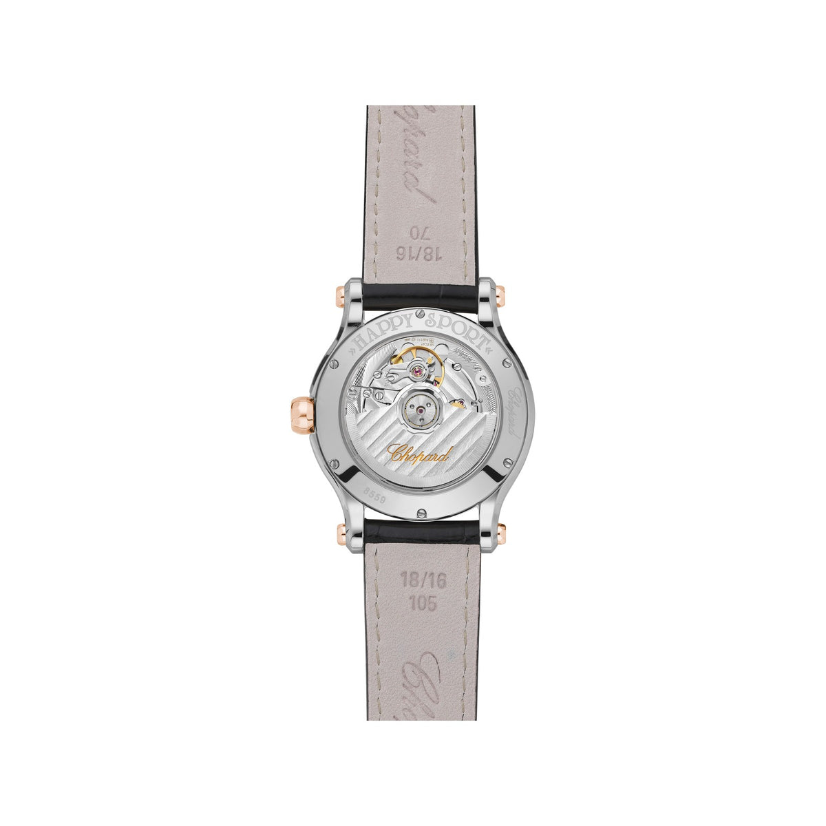 Chopard Happy Sport watch in 18k ethical rose gold and stainless steel, view 2