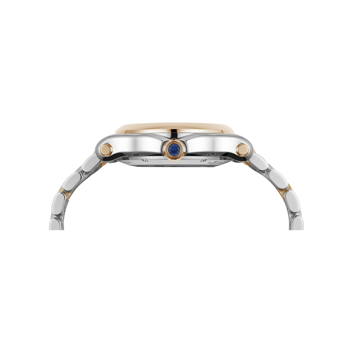Chopard Happy Sport watch in 18k ethical rose gold and stainless steel with moving diamonds and sapphires, view 3
