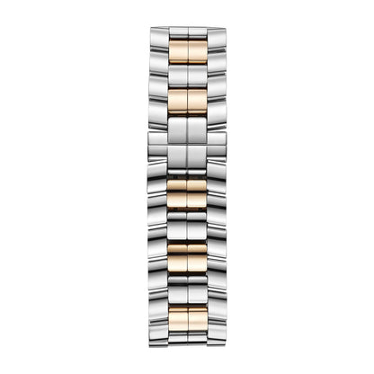 Chopard Happy Sport watch in 18k ethical rose gold and stainless steel with moving diamonds and sapphires, view 4