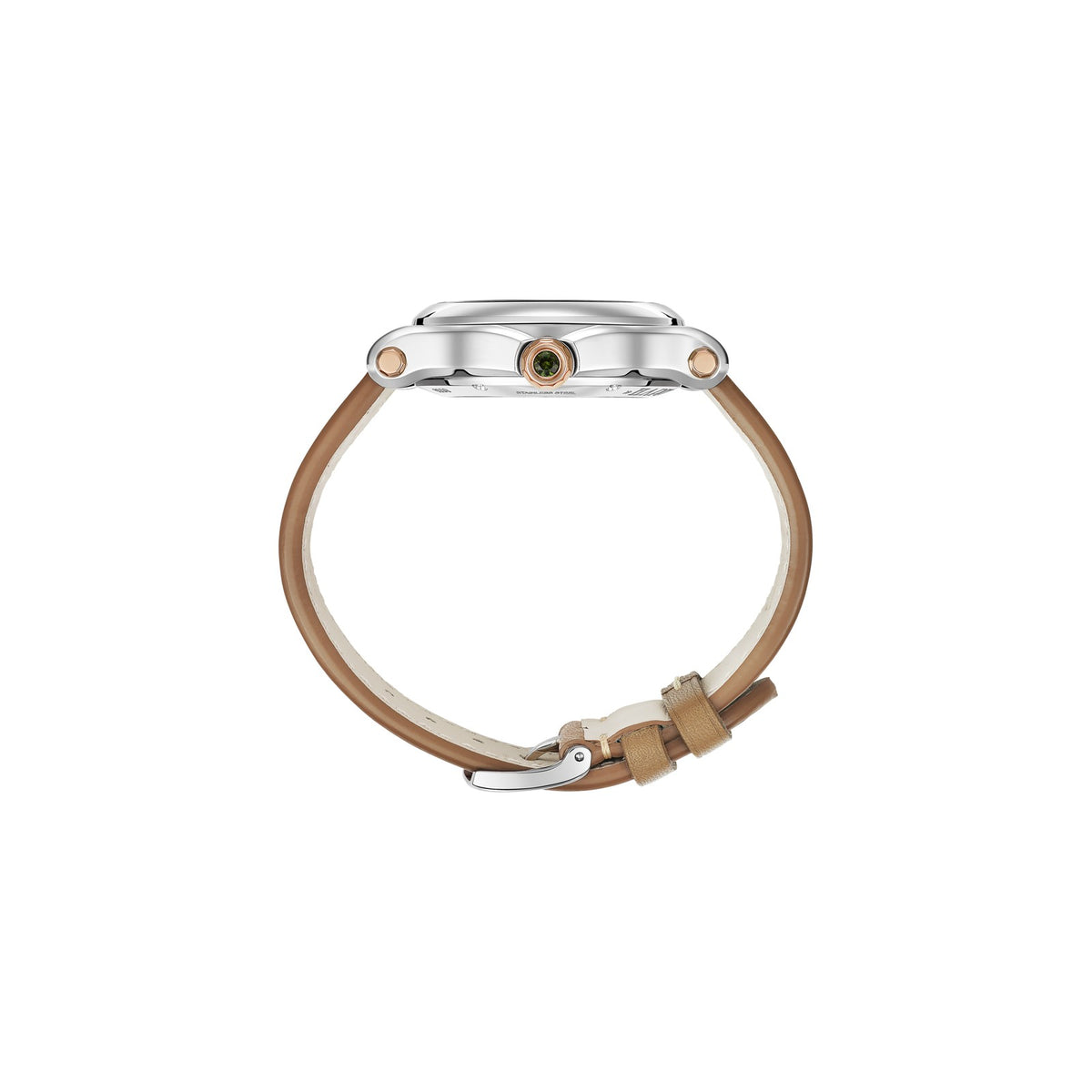 Chopard Happy Sport watch in 18k ethical rose gold and stainless steel with moving diamonds and tourmalines, view 3